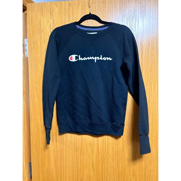 Champion Sweatshirt Crewneck Mens Size XS Black Pullover Long Sleeve Top - Picture 1 of 5